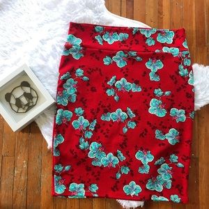 Lularoe Orchid Red Cassie pencil skirt